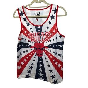Chicago Bulls NBA Jersey Mens Small Patriotic Stars Stripes Red White Blue Mesh